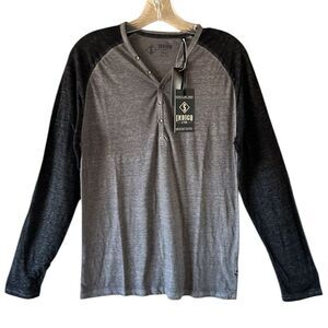 NEW Indigo Star Mens Gray and Black Henley Shirt